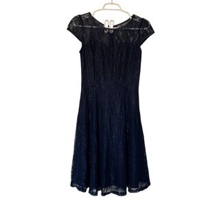Dress Tells Navy Blue Lace Dress Women’s Size S Full Skirt